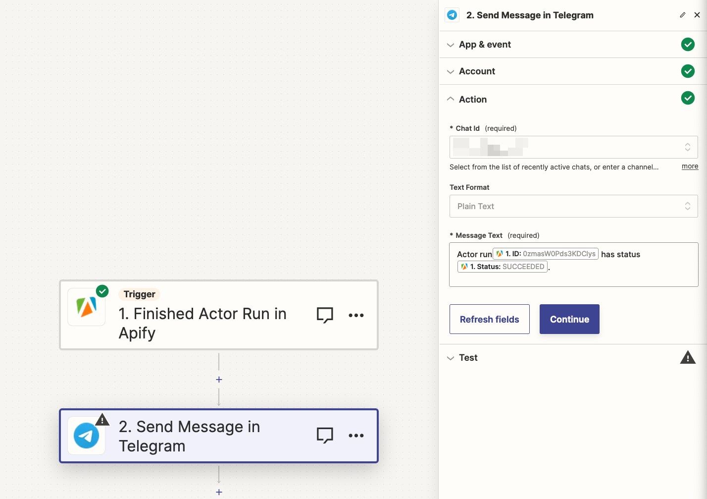 Zapier choosing Action event